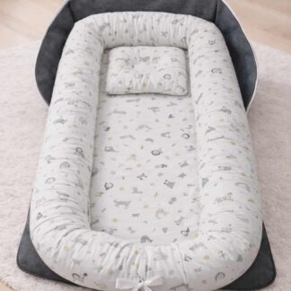 ™ سرير رضيع محمول قابل للطي مع وسادة وخوذة حماية