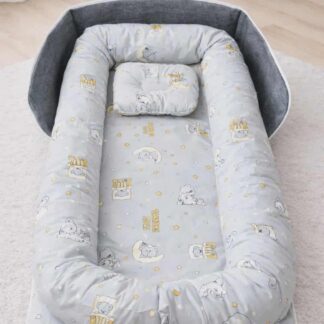 ™ سرير رضيع محمول قابل للطي مع وسادة وخوذة حماية